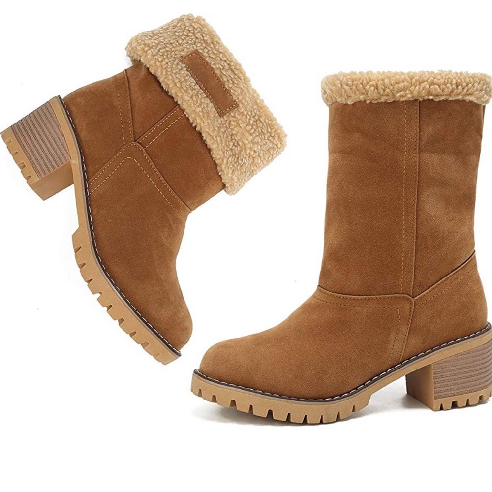 Warm Suede Chunky Round Heel booties - Picture 3 of 6